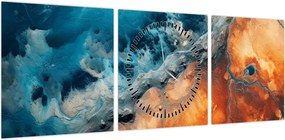 Obraz - Woda i ogień (z zegarem) (90x30 cm)