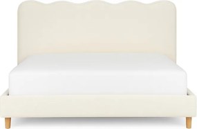 Łóżko Tapicerowane 180x200 cm IZMIR ze Stelażem Dwuosobowe Boucle Kremowe