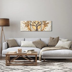 Obraz – Złote drzewo życia w mozaice (z zegarem) (90x30 cm)