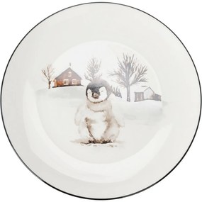 Porcelanowy płytki talerz Winter Penguin, 27 x 2,6 cm