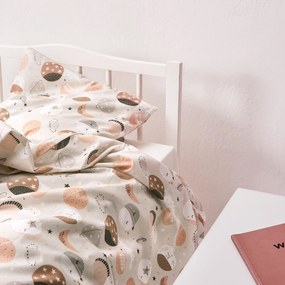 Beżowa pościel dla dzieci w króliki w kosmosie