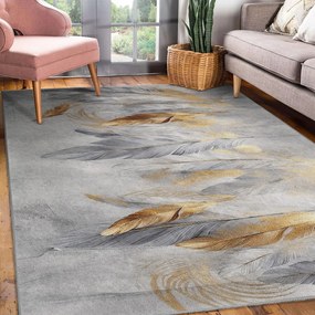 Chodnik w szaro-złotym kolorze odpowiedni do prania 80x200 cm Golden Feathers – Mila Home