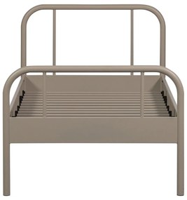 Beżowe metalowe łóżko jednoosobowe ze stelażem 90x200 cm Mata – WOOOD