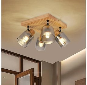 Brilagi - Oprawa punktowa HYGGE 4xE14/15W/230V drewno kauczukowe/przydymione