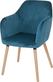 Krzesło do jadalni Vaasa T381,  aksamit, petrol-niebieski, jasne nogi