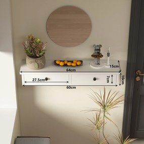 Półka wisząca biała nowoczesna loft sypialnia ścienna 64 cm