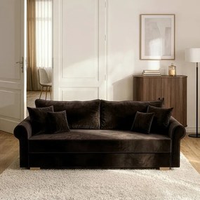 Sofa z Funkcją Spania RELON Brązowa Glamour