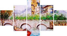 Obraz - Obraz olejny przedstawiający miasto (125x70 cm)