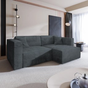 Masseno Narożnik NERIO z funkcją spania i pojemnikiem na pościel Narozniki L, Rozkładana sofa - Szary, TILIA 85