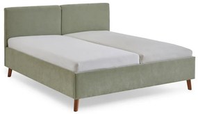 Jasnozielone tapicerowane łóżko dwuosobowe ze stelażem 160x200 cm Piano – Meise Möbel