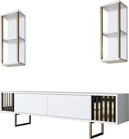 Nowoczesna szafka pod telewizor – 180 x 30 x 48 cm – Biała i czarna – Melamina