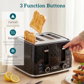 HOMCOM Czajnik 1,7 L 2200 W i toster na 4 kromki z filtrem antywapiennym, zestaw, czarny | Aosom PL