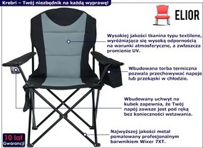 Składane krzesło kempingowe czarny + szary - Tymja