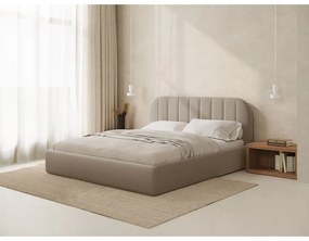 Jasnobrązowe tapicerowane łóżko dwuosobowe ze schowkiem ze stelażem 180x200 cm Juno – Windsor &amp; Co Sofas