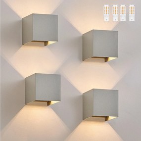 NETTLIFE Zestaw 4 kinkietów LED Ext, ciepła biel IP65, antracyt, do domu, na klatkę schodową