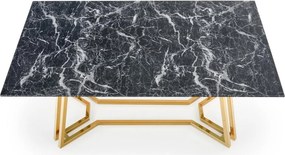 Szklany stół w stylu glamour Konami na złotych płozach