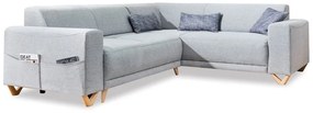 Jasnoszary rozkładany/ze schowkiem narożnik (prawostronny/w kształcie litery L) Classy Sophie – Miuform