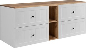 Zestaw mebli łazienkowych pod umywalkę biała / dąb Craft, 140 (2 x 60 + 20) x 46 x 58 cm , 3 kolory uchwytów w zestawie