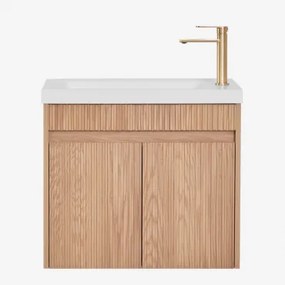 Zestaw Wiszących Mebli Łazienkowych Zintegrowany Z Umywalką Narek Popielaty Brąz & Bezlusterkowiec & - Sklum