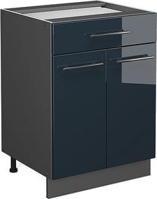 Szafka dolna do kuchni ciemnoniebieski wysoki połysk 60x60x82 fame-line