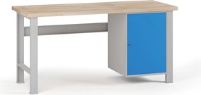 Stół warsztatowy G7, blat bukowy, 1700 x 685 x 840 mm, 1x szafka, niebieski