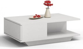 Stolik Kawowy Denver Biały Nowoczesny z Dębu Ręcznie Robiony z Schowkiem - 90x60x42 cm