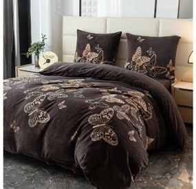 PrzytulneMieszkanie.pl PrzytulneMieszkanie.pl Pościel z mikropluszu BUTTERFLYA brązowa Rozmiar pościeli: 70 x 80 cm | 140 x 200 cm