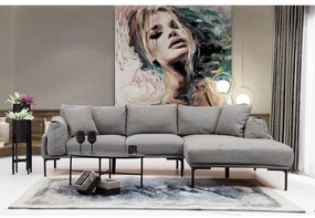 Szara sofa narożna Artie Leo, prawy narożnik