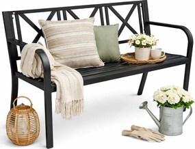 Czarna metalowa ławka ogrodowa W0-K24