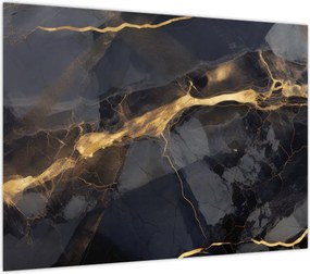 Obraz - Czarny - złoty dekor (70x50 cm)