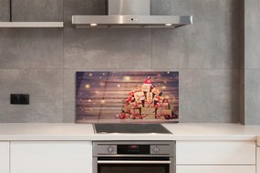 Panel szklany do Kuchni Świąteczne Prezenty na Drewnie