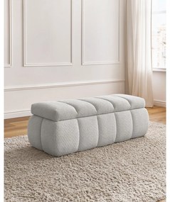 Jasnoszara ławka z materiału bouclé – Bobochic Paris
