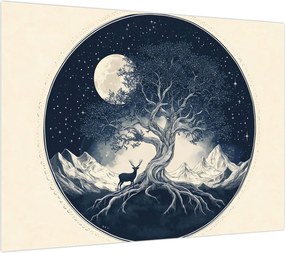 Obraz – Magiczne drzewo z jeleniem I. (70x50 cm)