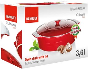 Banquet Foma naczynie żaroodporne owalne z pokrywką Culinaria Red 3,6 l, 3,6 l