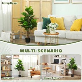 HOMCOM Sztuczne drzewko figowe 110 cm, sztuczna roślina w doniczce, dekoracja, prezent