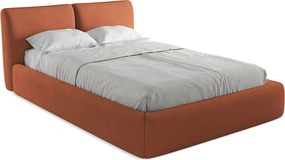 Tapicerowane łóżko z pojemnikiem - 140x200 - Szynila - Terakota - HOKU