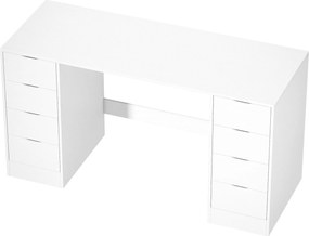 HOMCOM Biurko 140 cm z 8 szufladami, nowoczesne biurko z miejscem do przechowywania, biały dekor drewnopodobny | Aosom PL
