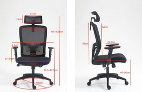 Fotel biurowy siatkowy Praxis do pracy przy komputerze, zgodny z normą BHP