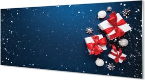 Szklany Panel Śnieżna Kompozycja z Prezentami