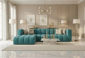 Narożnik w kształcie L GRAND 318 cm, tkanina Salvador, Lazurowy, Lewy