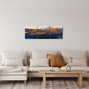 Obraz góry Bromo w Indonezji (z zegarem) (90x30 cm)