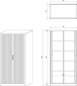 Szafa biurowa na akta z roletą Damian 90x45x185 cm antracyt