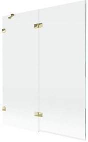 Mexen Lunar parawan nawannowy 2-skrzydłowy lewy 140 x 150 cm, transparent, złoty - 897-140-100-50-00-L