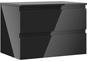 Mexen Orio szafka łazienkowa podumywalkowa 70 cm z blatem, 2 szuflady, czarna połysk - 91A10-07047-2-BFFC70