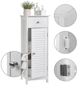 Klasyczny biały łazienkowy słupek z szufladą i szafką G5-F03