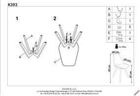 Tapicerowane krzesło na drewnianych nogach K303 Halmar