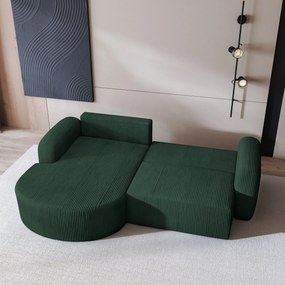Masseno Narożnik AMILIA z funkcją spania i pojemnikiem na pościel Narozniki L, Rozkładana sofa - Zielony, POSO 14