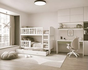Łóżko piętrowe Milane dla dzieci z szufladą, barierką i stelażem Flex - rozkładane na 2 łóżka