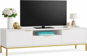 Biała szafka RTV ze złotymi zdobieniami 175 cm H8-L21