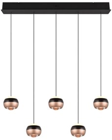 Lampa wisząca LED w czarno-miedzianym kolorze z metalowym kloszem Orbit – Trio Select